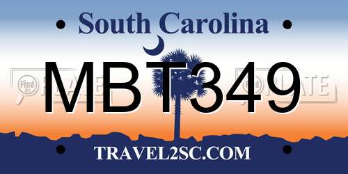 MBT349 South Carolina License Plate