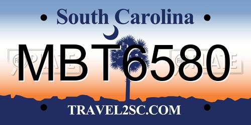 MBT6580 South Carolina License Plate