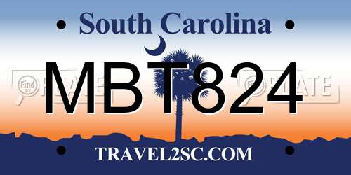 MBT824 South Carolina License Plate