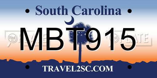 MBT915 South Carolina License Plate