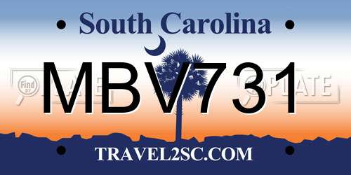 MBV731 South Carolina License Plate