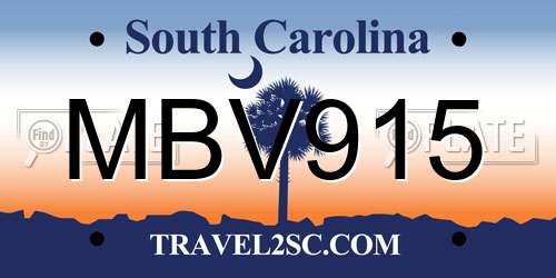 MBV915 South Carolina License Plate