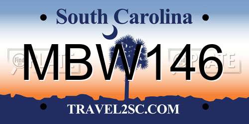 MBW146 South Carolina License Plate