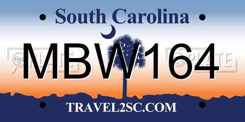 MBW164 South Carolina License Plate