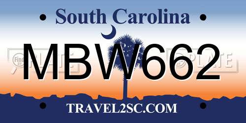 MBW662 South Carolina License Plate