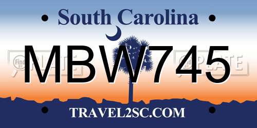 MBW745 South Carolina License Plate