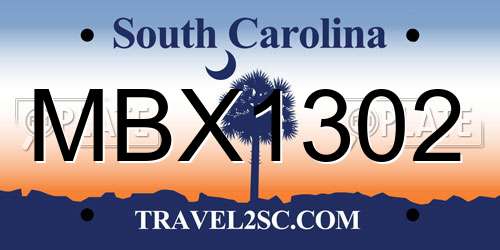 MBX1302 South Carolina License Plate