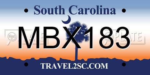 MBX183 South Carolina License Plate