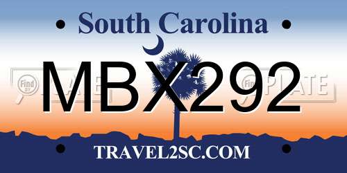 MBX292 South Carolina License Plate