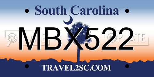 MBX522 South Carolina License Plate