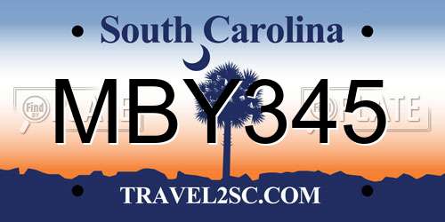 MBY345 South Carolina License Plate