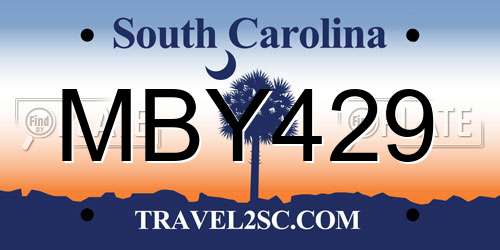 MBY429 South Carolina License Plate