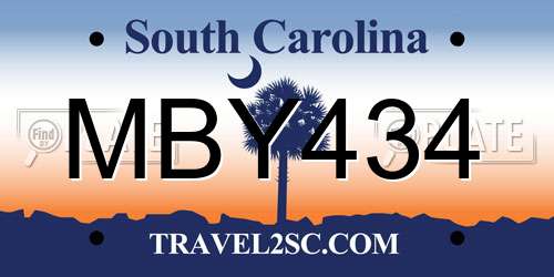 MBY434 South Carolina License Plate