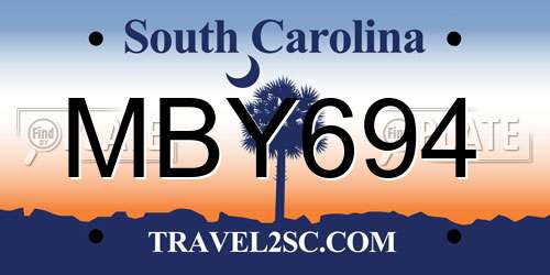 MBY694 South Carolina License Plate