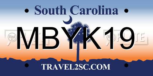 MBYK19 South Carolina License Plate
