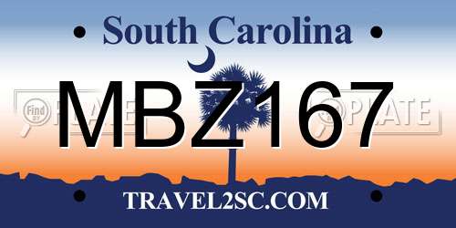MBZ167 South Carolina License Plate