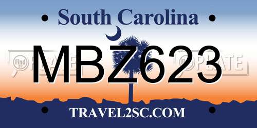 MBZ623 South Carolina License Plate