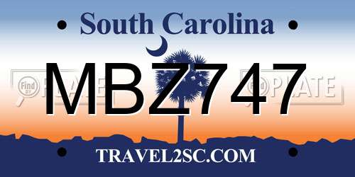 MBZ747 South Carolina License Plate
