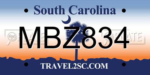 MBZ834 South Carolina License Plate