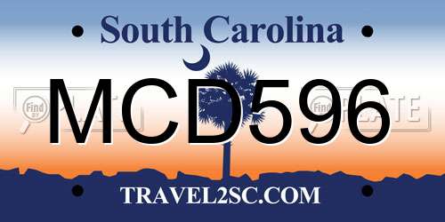 MCD596 South Carolina License Plate