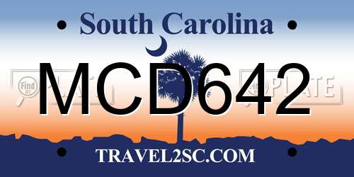 MCD642 South Carolina License Plate