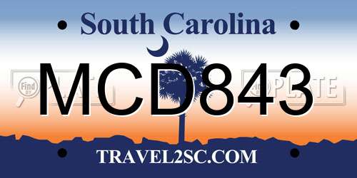 MCD843 South Carolina License Plate