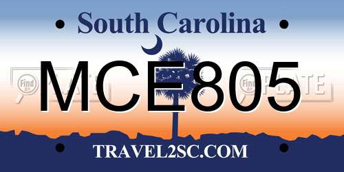 MCE805 South Carolina License Plate