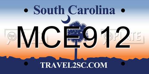 MCE912 South Carolina License Plate