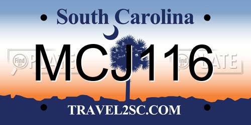 MCJ116 South Carolina License Plate