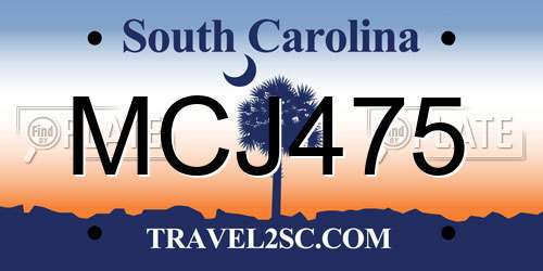 MCJ475 South Carolina License Plate