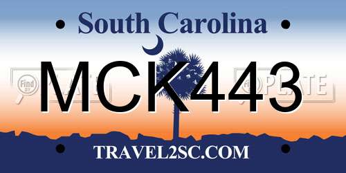 MCK443 South Carolina License Plate