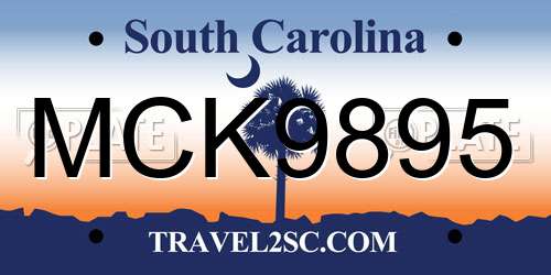 MCK9895 South Carolina License Plate