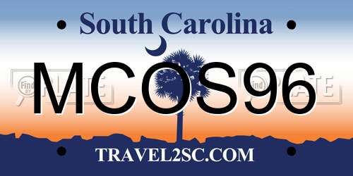 MCOS96 South Carolina License Plate