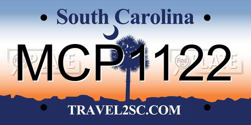 MCP1122 South Carolina License Plate