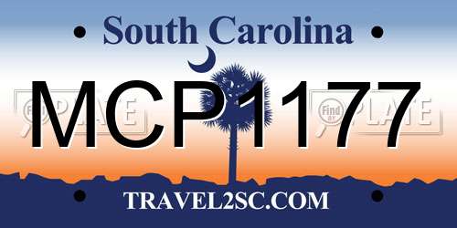 MCP1177 South Carolina License Plate