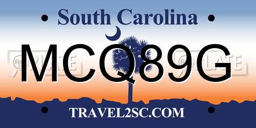 MCQ89G South Carolina License Plate