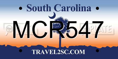 MCR547 South Carolina License Plate