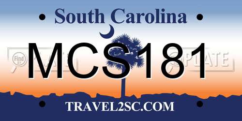 MCS181 South Carolina License Plate