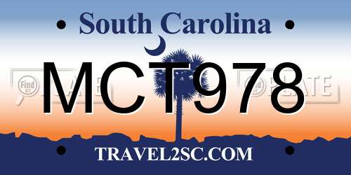 MCT978 South Carolina License Plate