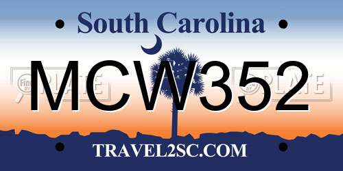 MCW352 South Carolina License Plate