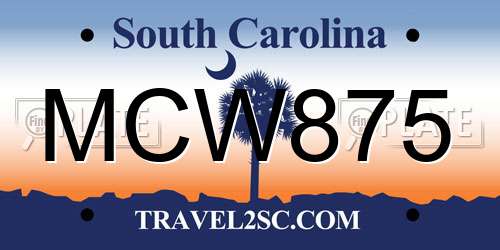 MCW875 South Carolina License Plate
