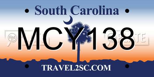 MCY138 South Carolina License Plate