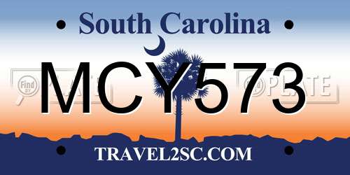 MCY573 South Carolina License Plate