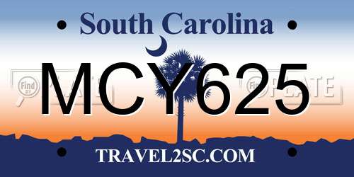 MCY625 South Carolina License Plate