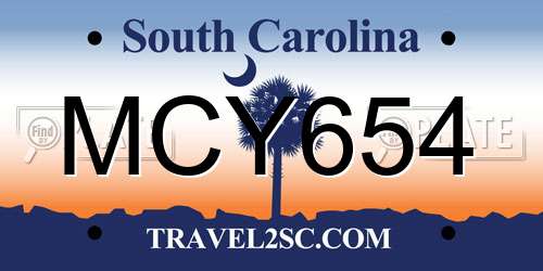 MCY654 South Carolina License Plate