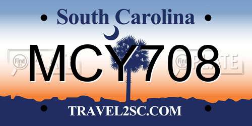 MCY708 South Carolina License Plate
