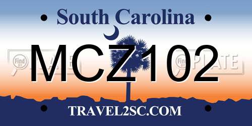 MCZ102 South Carolina License Plate