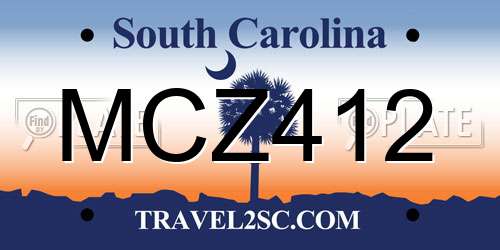 MCZ412 South Carolina License Plate