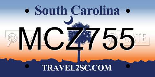 MCZ755 South Carolina License Plate