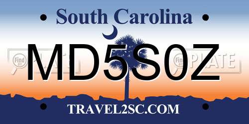 MD5S0Z South Carolina License Plate